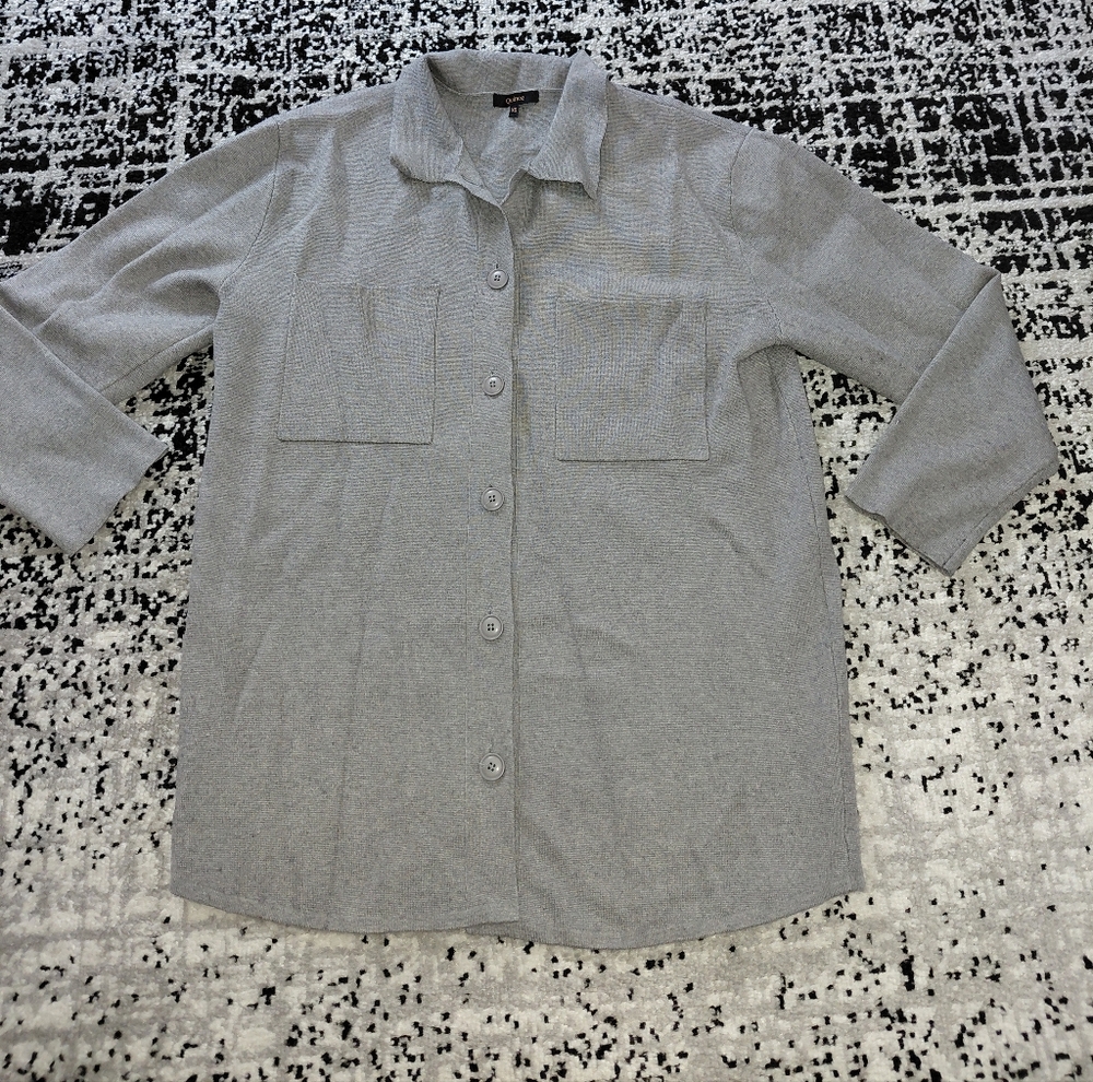 Quince Eco-Knit Milano Stitch Oversized Shirt Jacket XS Heather Gray - Picture 8 of 14